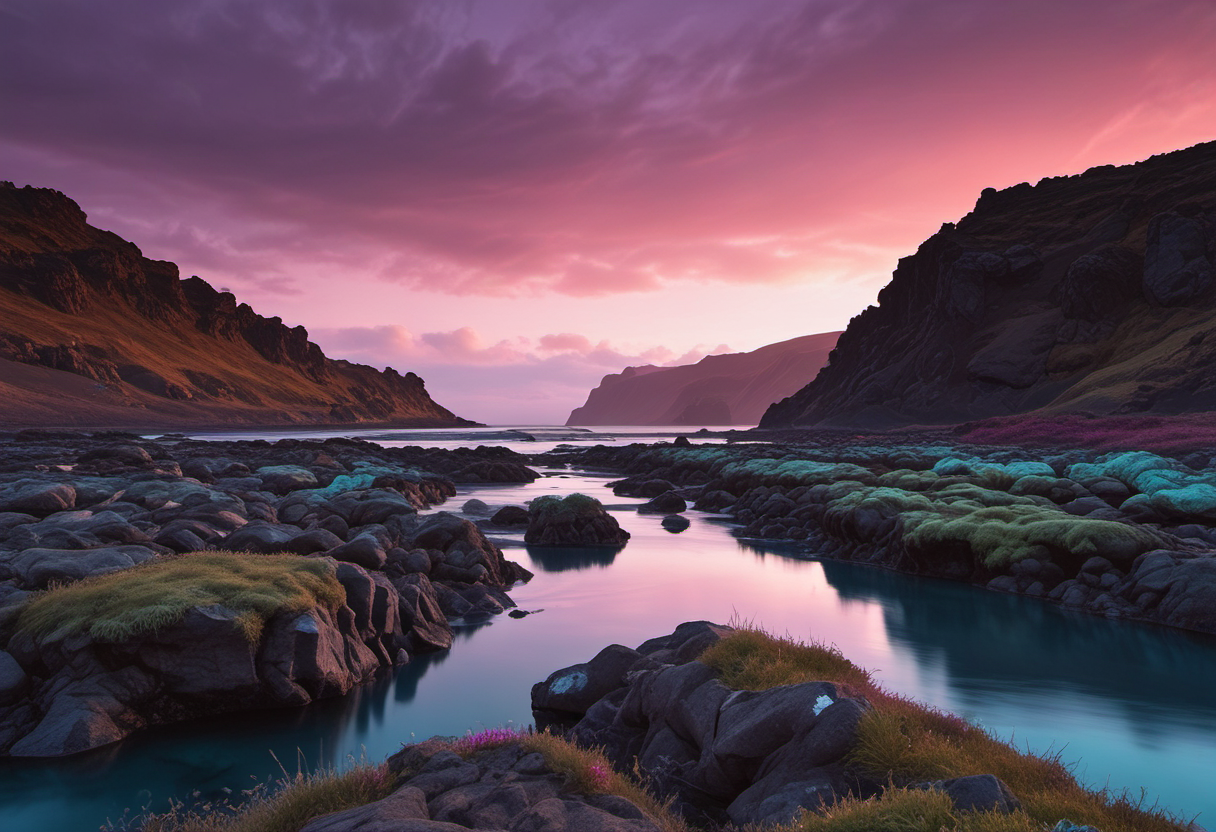 Icelandic coast at sunset